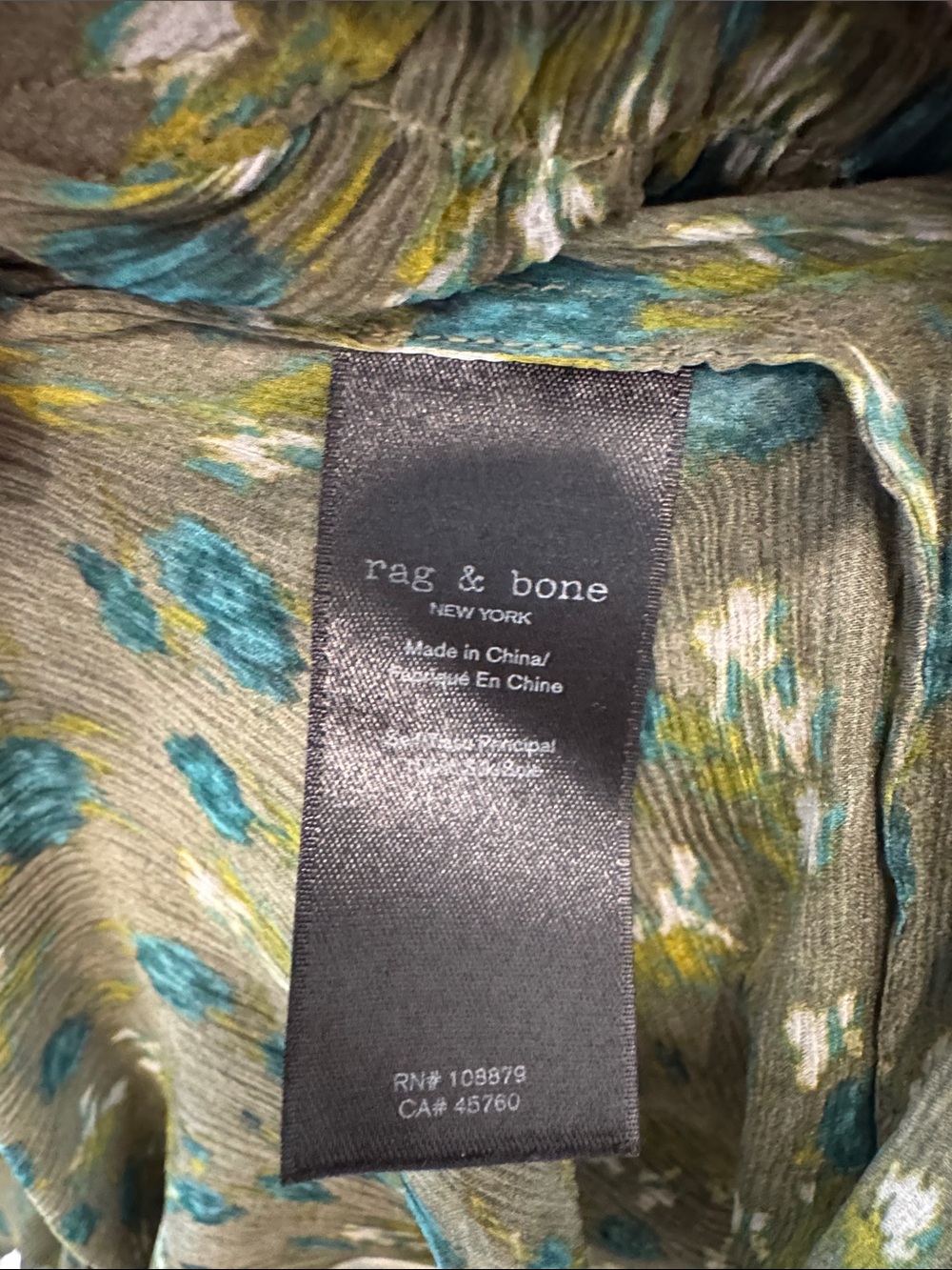 rag & bone Olive Sheer Floral Button-Front Blouse - Picture 4 of 5
